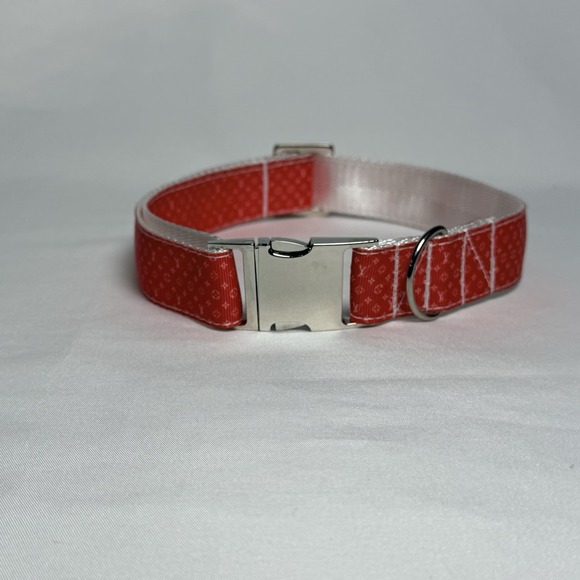 Luxury Dog Collar Designer Dog Accessory Size L  From 14" To 23" Long, Red, 1" W - Picture 4 of 6